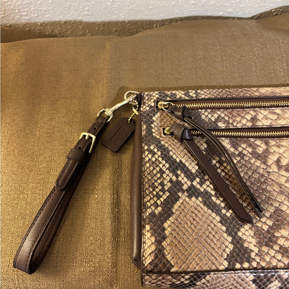 Coach Snake Print Clutch with Zipper Accents - Picture 12 of 16